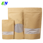 Brown Kraft Paper No Printing Stock Pouch For Food Packaging With Zipper